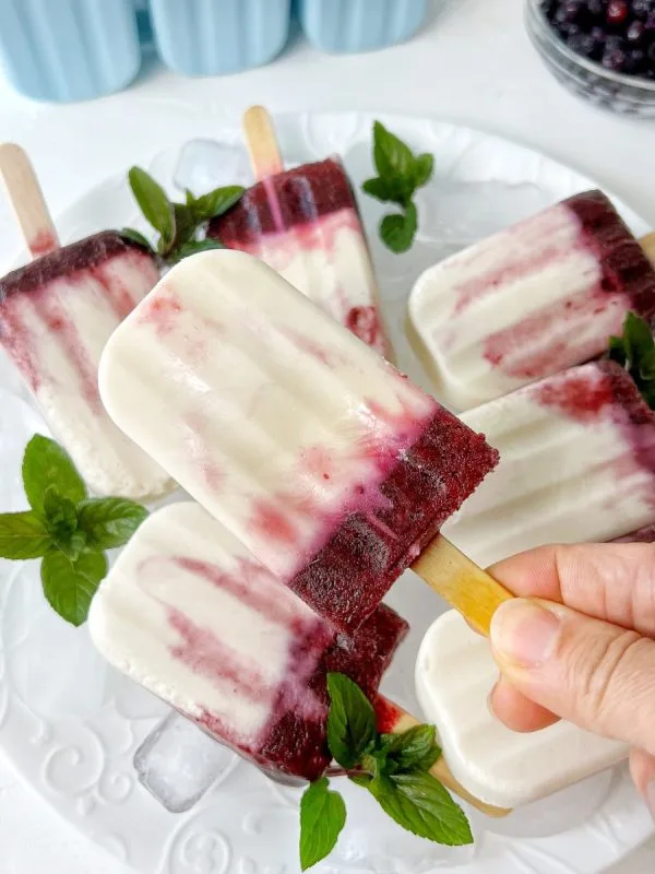 Coconut blueberry popsicles