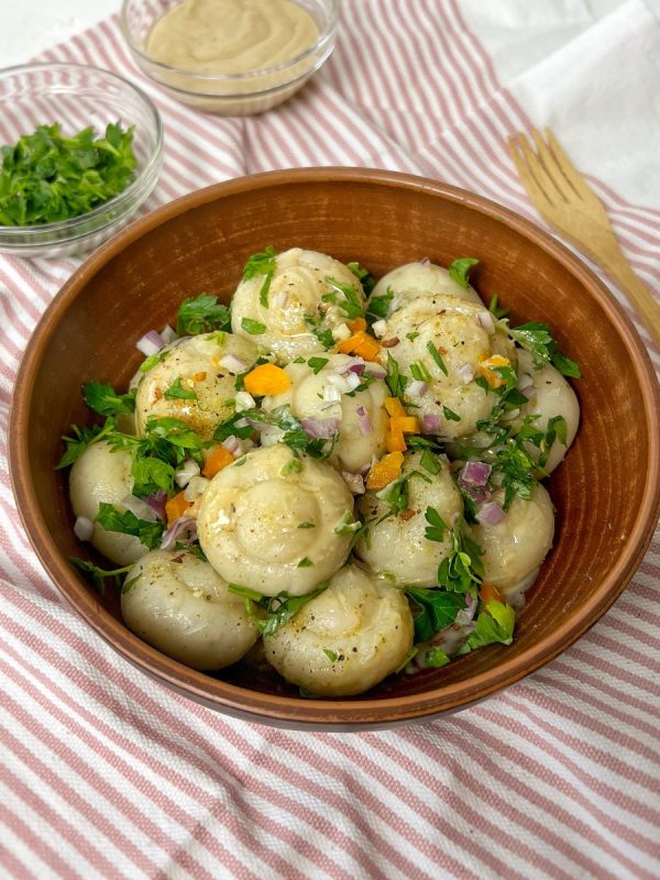 Cute glutenfree gnocchi mushroom tops